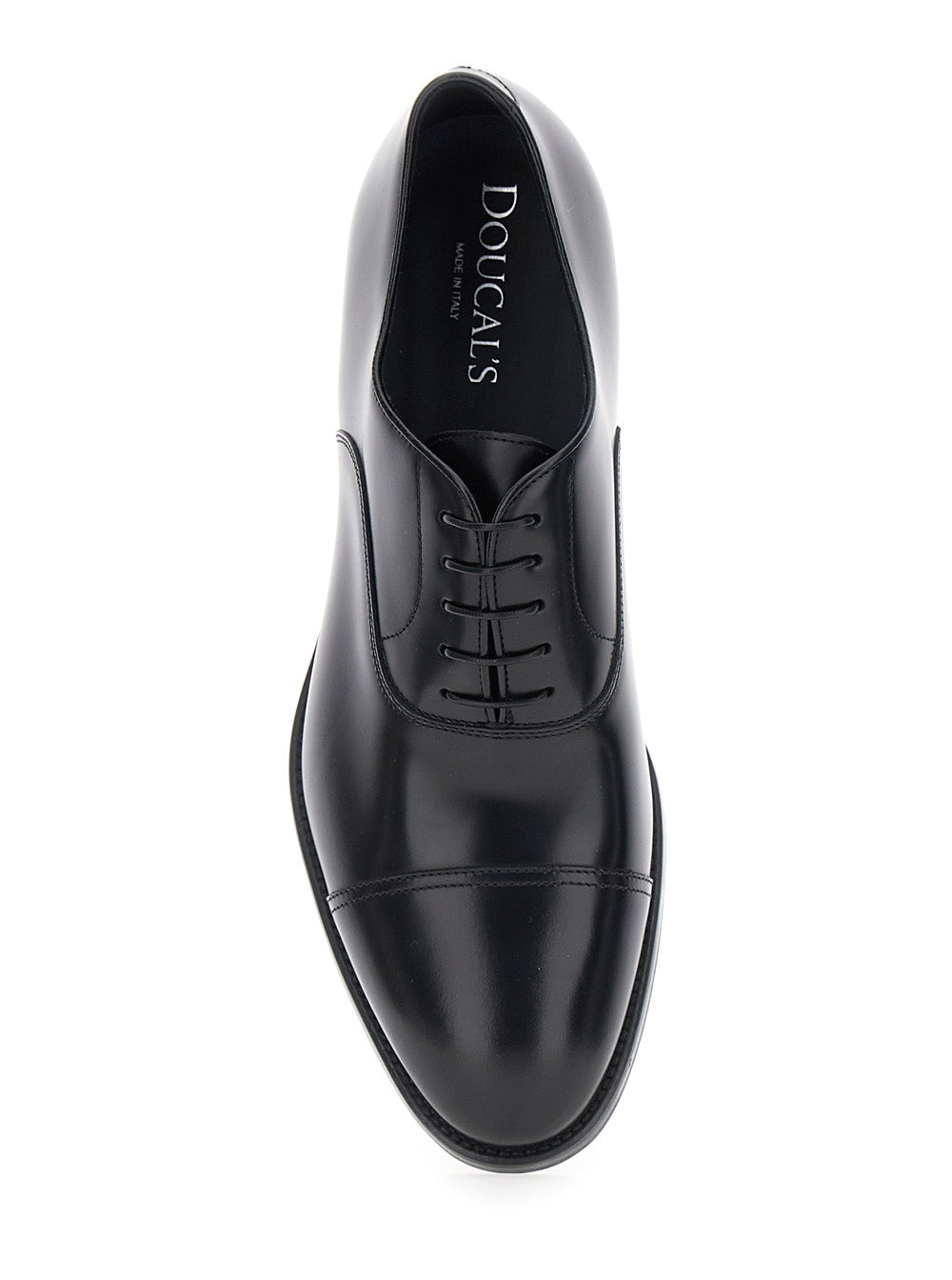 Black Smooth Leather Five-Hole Oxford Shoes for Men Calf Lace