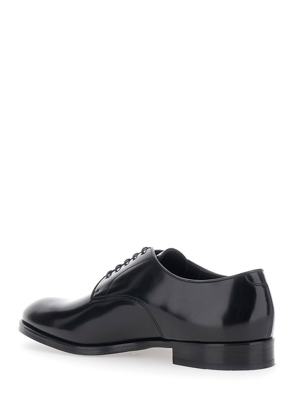 Derby Shoes Brushed Leather With Black Rubber Sole And Elegant Details For Men Lace