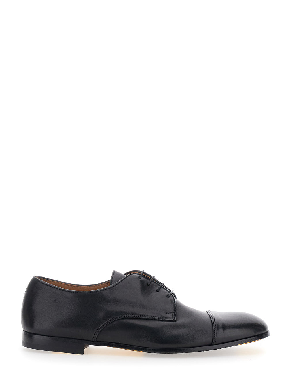 DERBY CAP TOE - Elegant Black Leather Lace-ups for Men Calf Lace Shoes