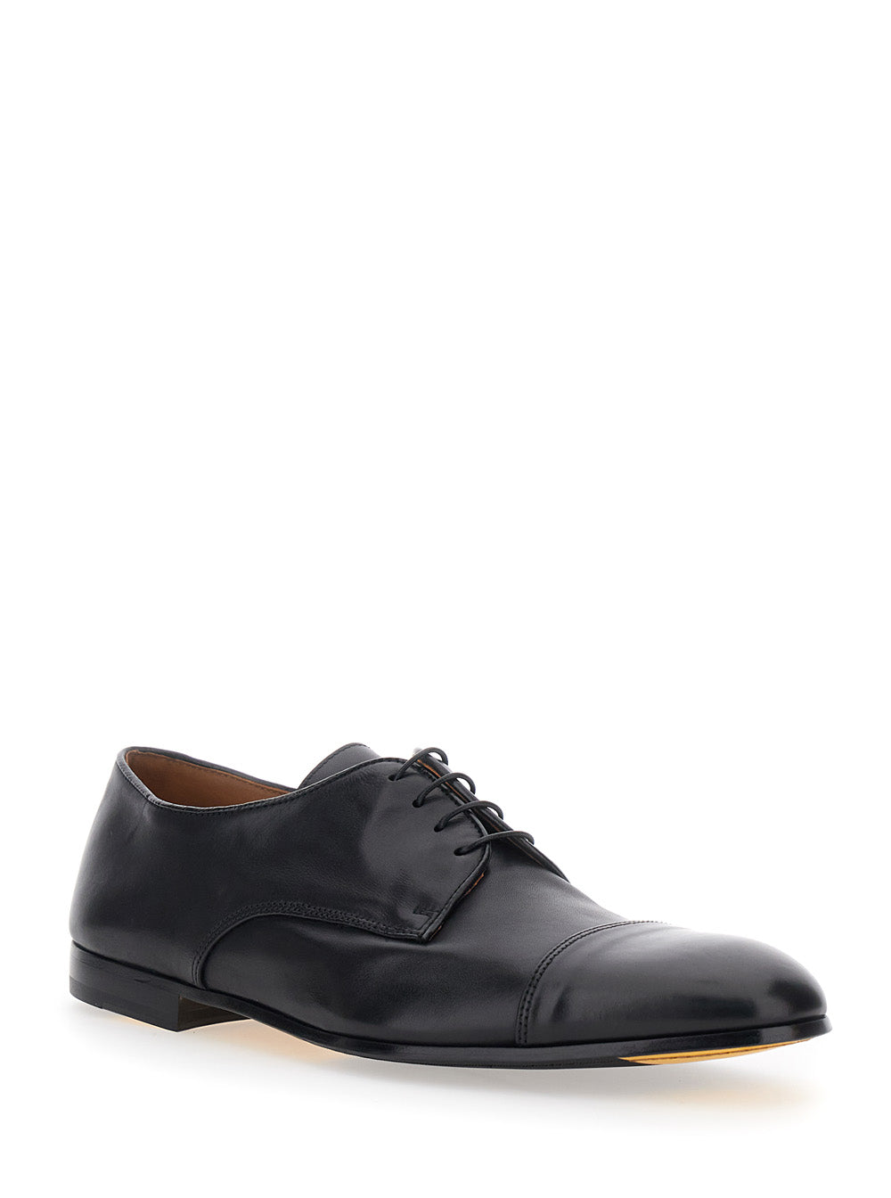 DERBY CAP TOE - Elegant Black Leather Lace-ups for Men Calf Lace Shoes