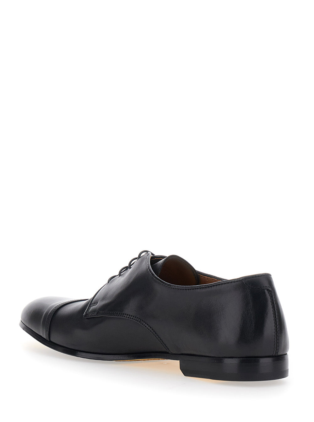 DERBY CAP TOE - Elegant Black Leather Lace-ups for Men Calf Lace Shoes