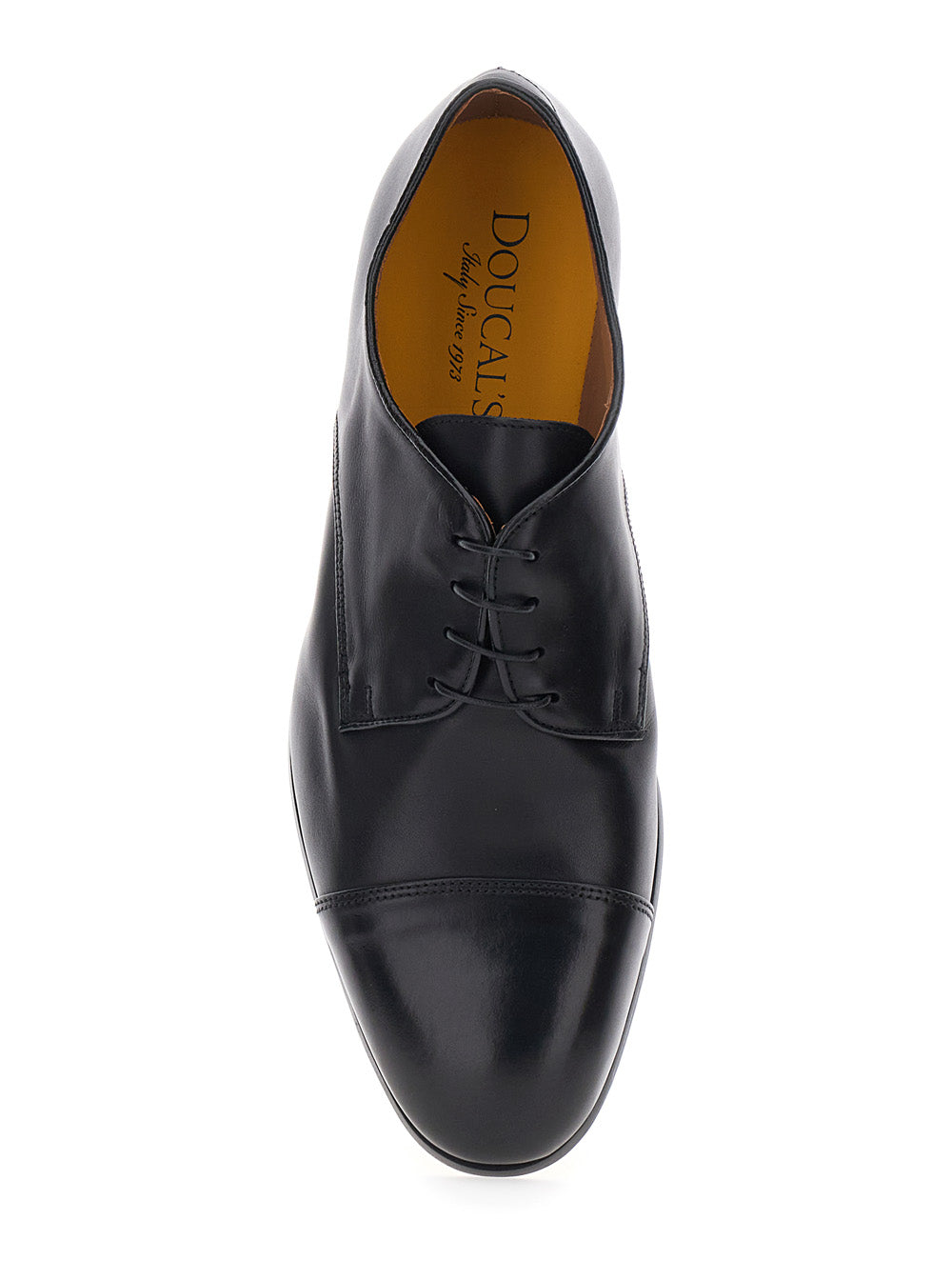 DERBY CAP TOE - Elegant Black Leather Lace-ups for Men Calf Lace Shoes