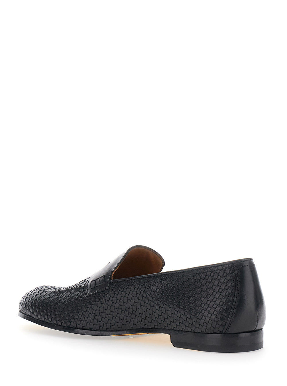 Loafers With Real Intreccio And Leather Sole, Black, Man