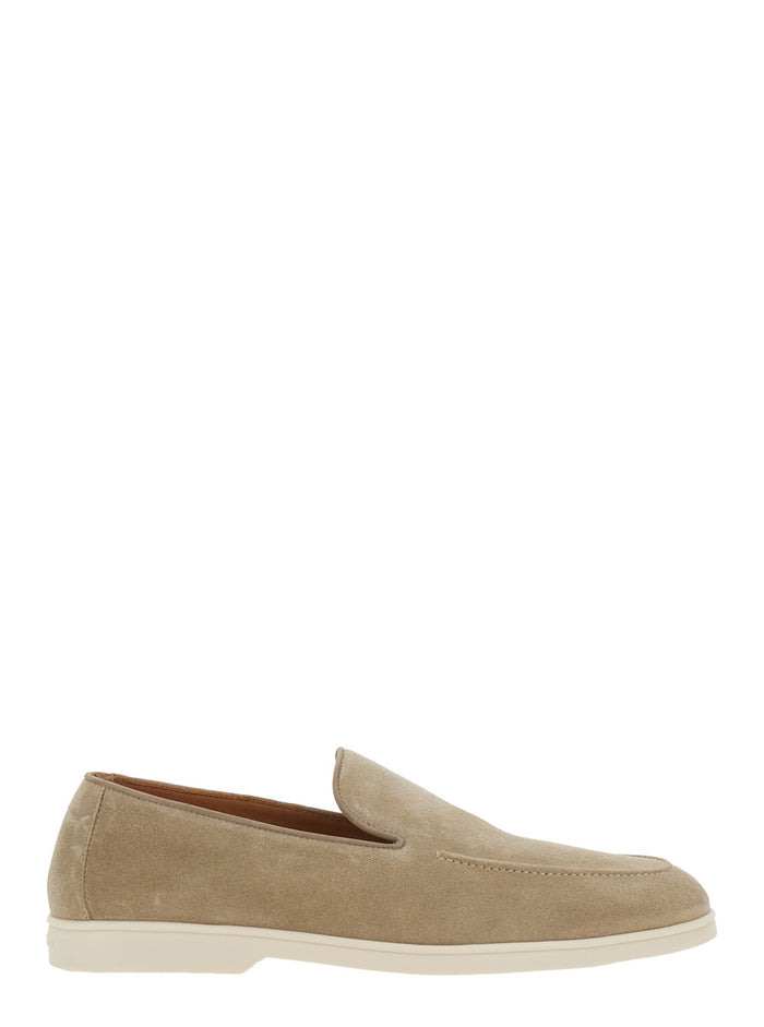 Loafers With Rounded Toe Suede Beige