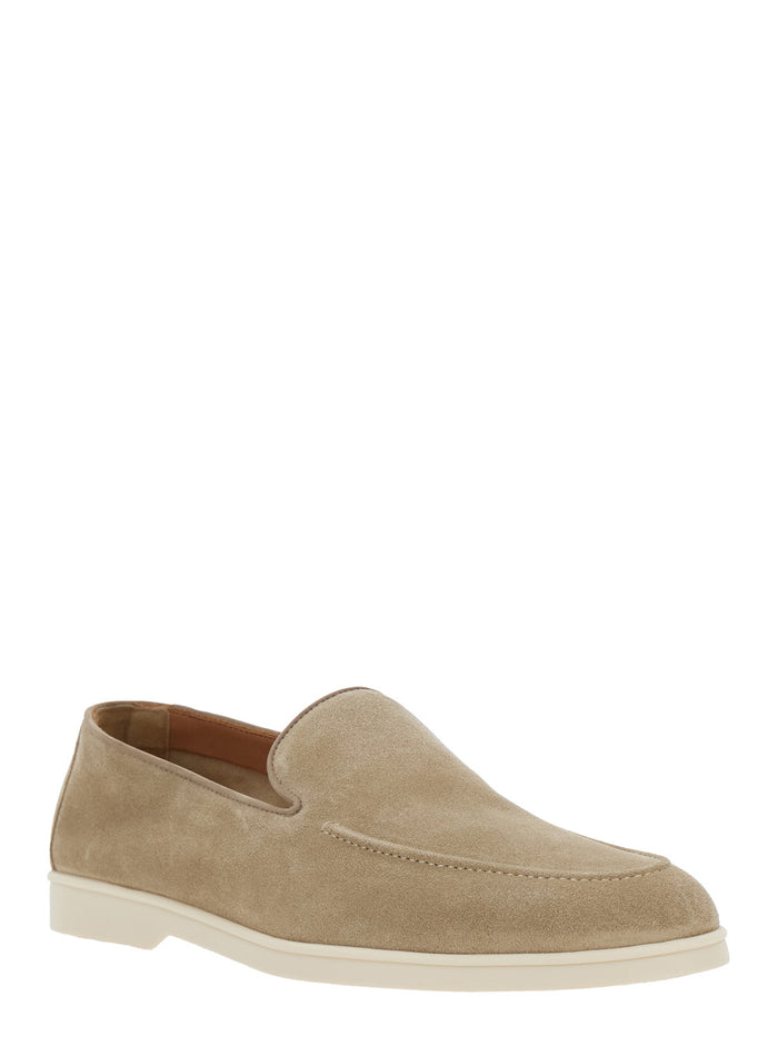 Loafers With Rounded Toe Suede Beige