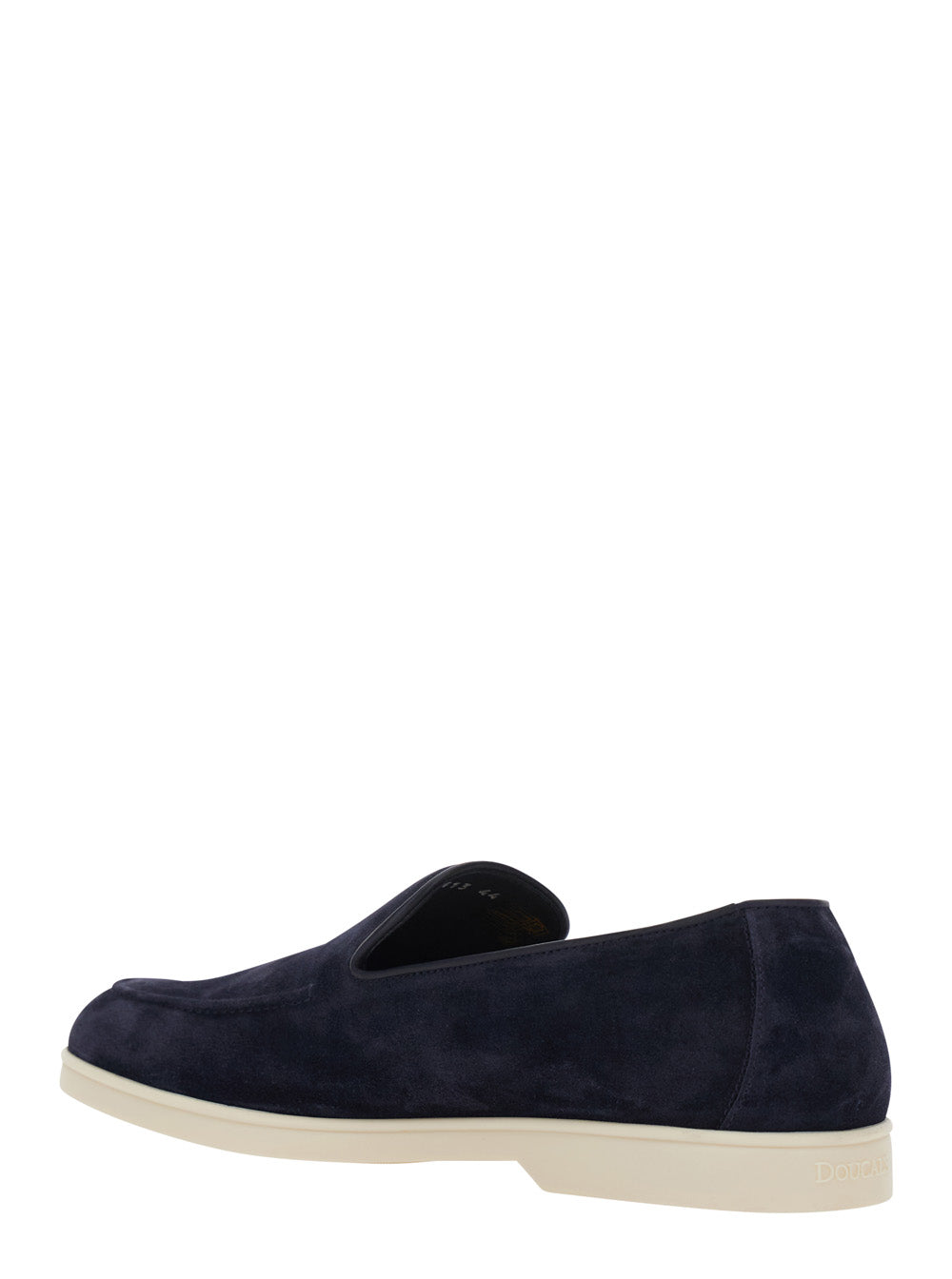 Blue Loafers with Rounded Toe in Leather for Men Blu Calf