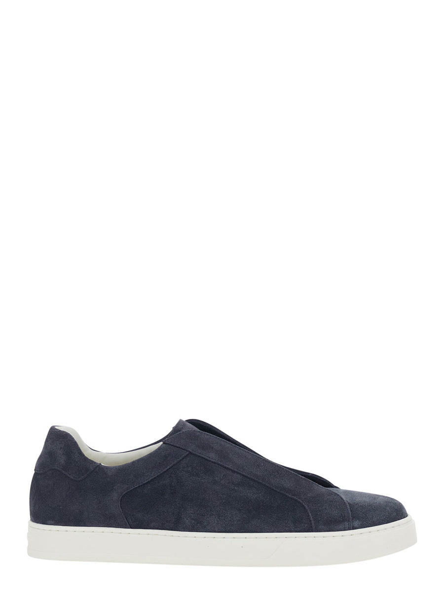 Sneakers Blue Leather Calf Trainers
