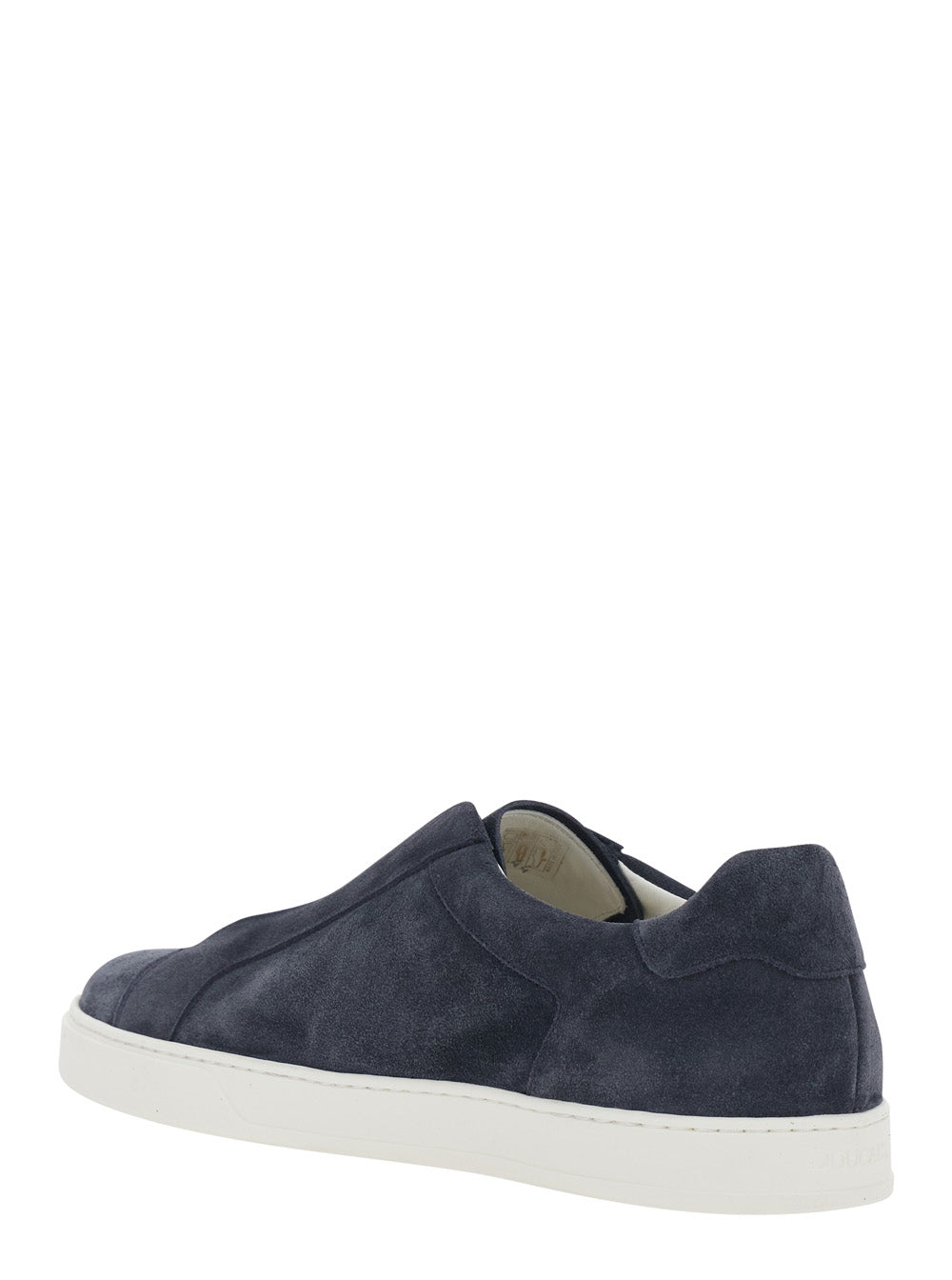 Blue Sneaker with Rounded Toe in Leather for Men Blu Calf