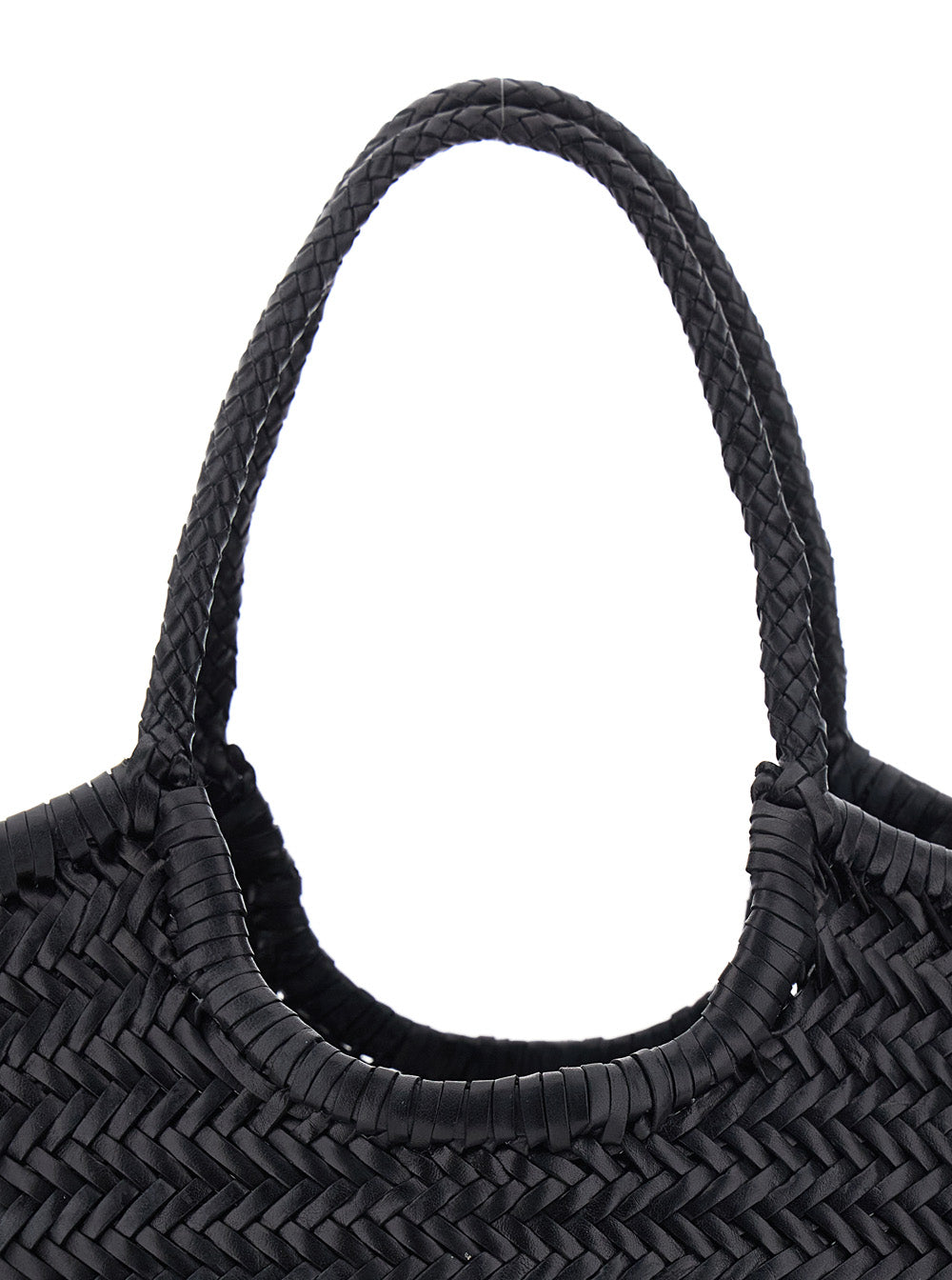 Nantucket Tote Bag with Two Top Handles and Ecoleather Woven Design for Women Black Calf