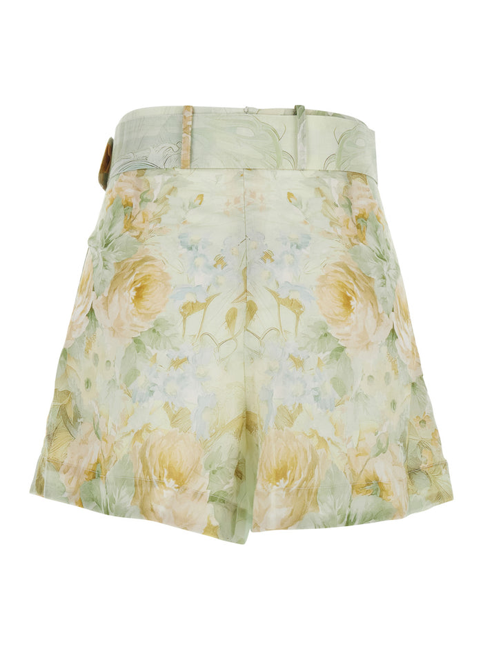 Shorts SIENNA with Multicolor Floral Print in Cotton for Women And Bermuda