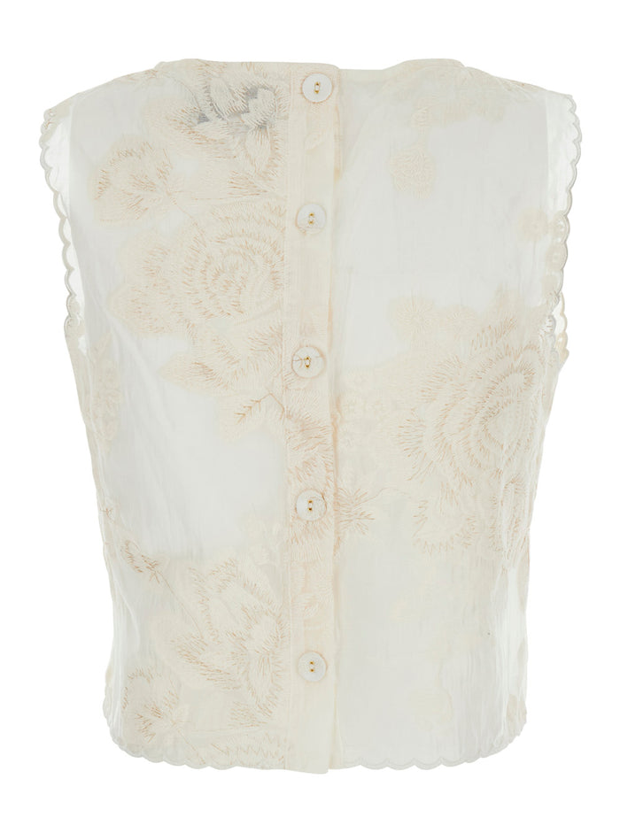 T-Shirt Rebecca with Round Neck in White Women Tops