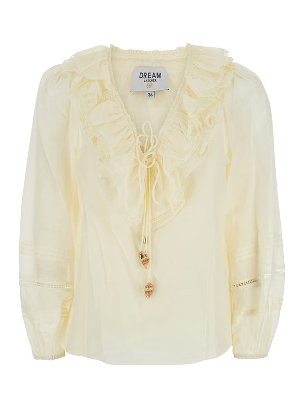 Blouse Aria White Fabric Blouses