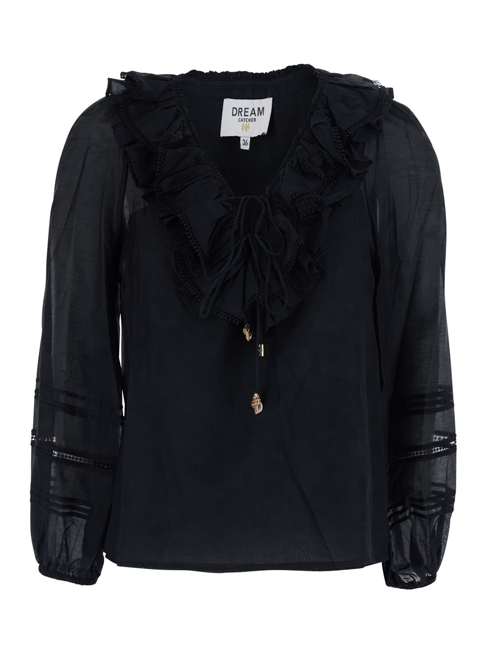 Black T-Shirt With Round Neck Shirts And Blouses