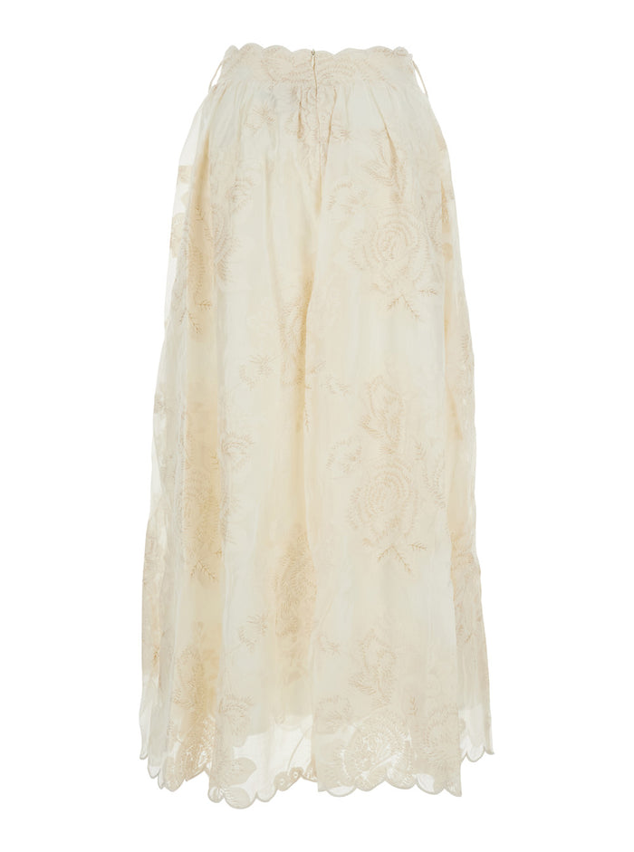 Dress MADDY with V-Neck and Lace Details in White Women Skirt