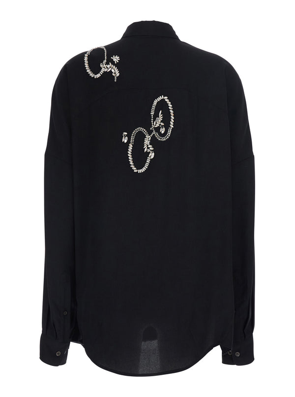 Blouse Casia Emb Black Viscose Blouses