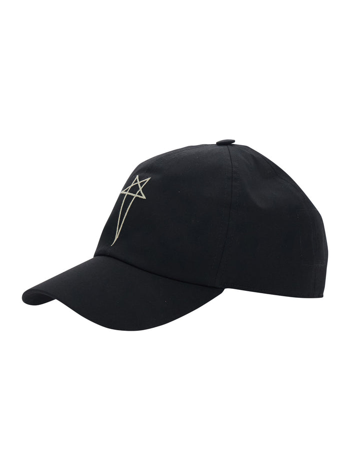 Embroidered Visor Cap - Black Cotton Hat For Men Elastane And Gloves