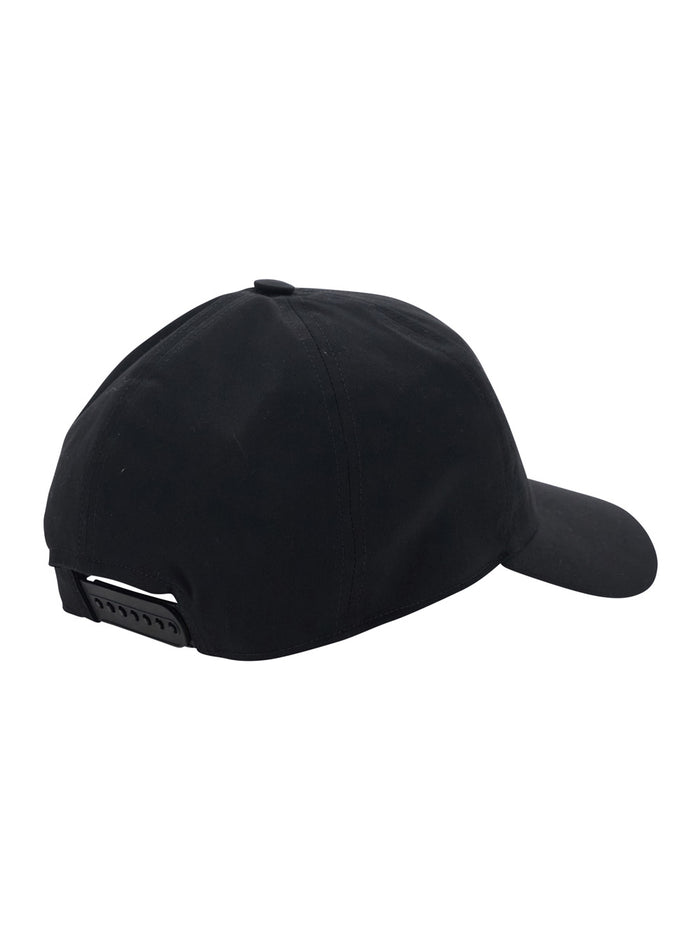 Embroidered Visor Cap - Black Cotton Hat For Men Elastane And Gloves