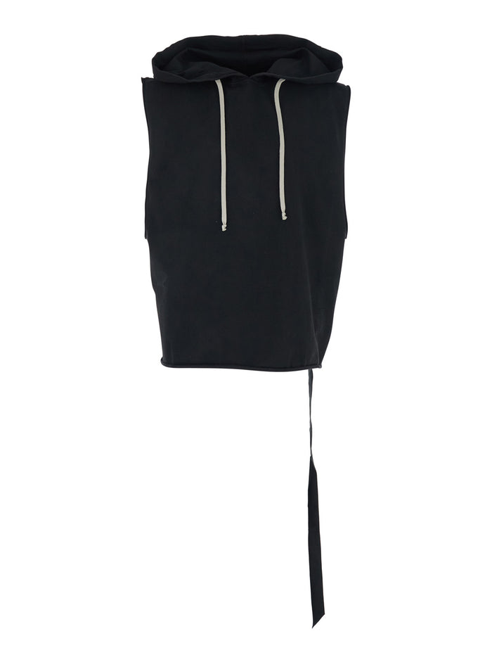 Black Cotton Hoodie for Men Tops