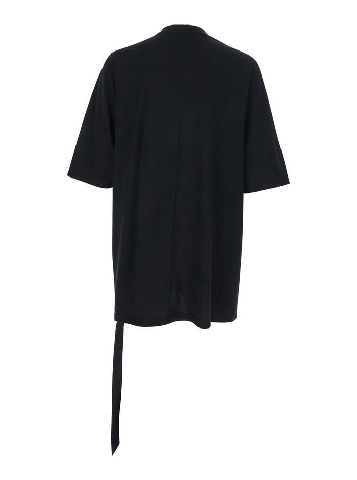 Black Cotton Crew Neck T-shirt with Raised Collar Tshirts And Polo Shirts