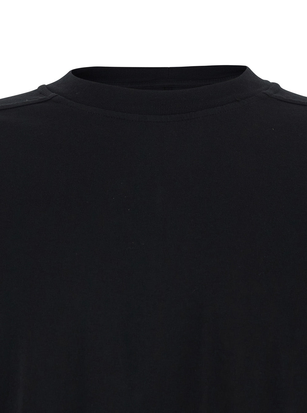 Black Cotton Crew Neck T-shirt with Raised Collar Tshirts And Polo Shirts