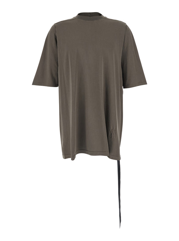 Crew Neck T-Shirt Raised Collar Grey Cotton T-shirts