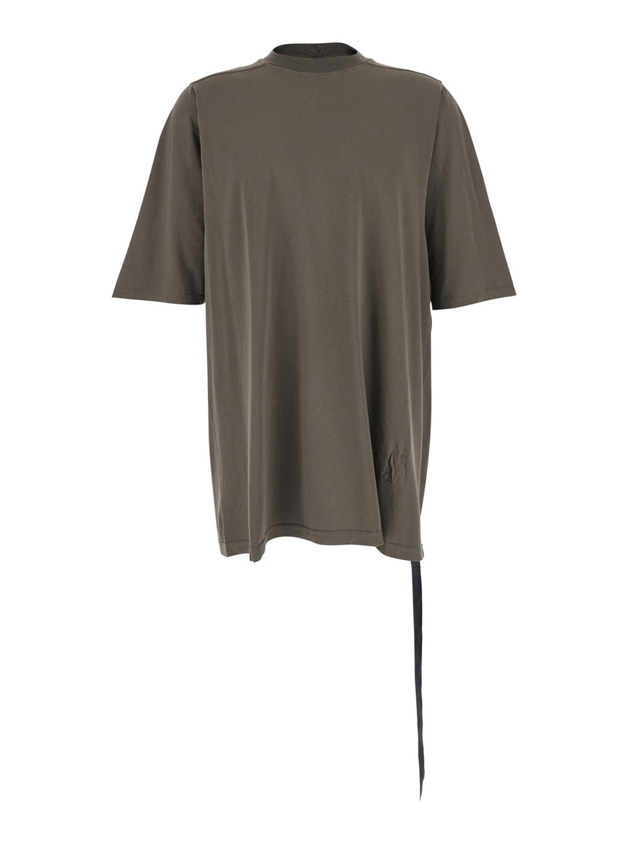 Crew Neck T-Shirt Raised Collar Grey Cotton T-shirts