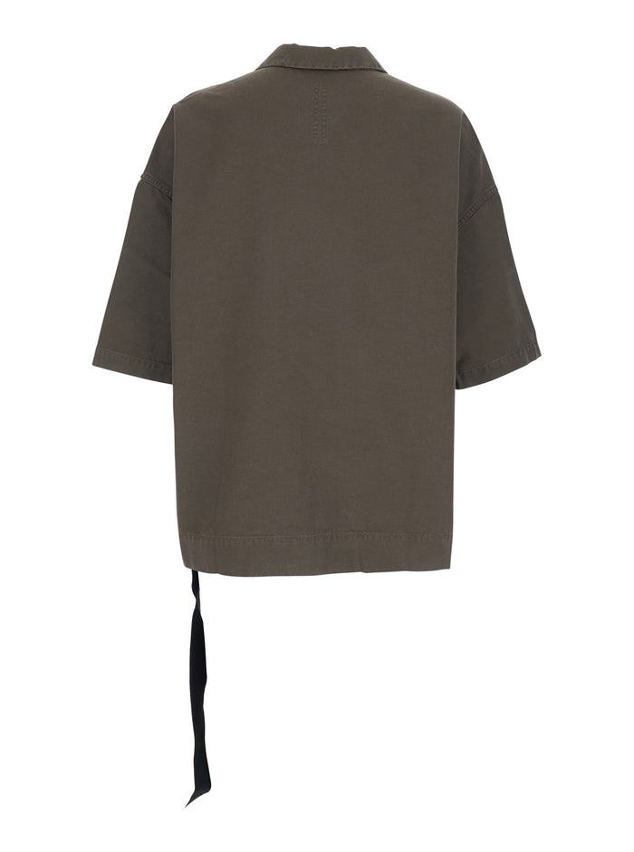 Mens Magnum Tommy Short Sleeve Button-Up Shirt in Grey Cotton And Blouses