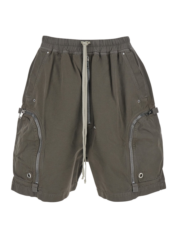 Shorts Bauhaus Pods with elasticated waist and side pockets in Grey Cotton for Men Bermuda