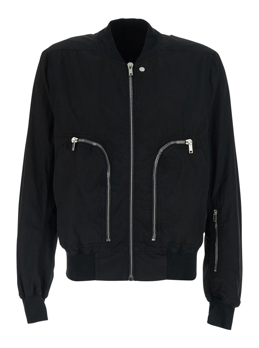 Bomber Jacket Black Cotton Coat