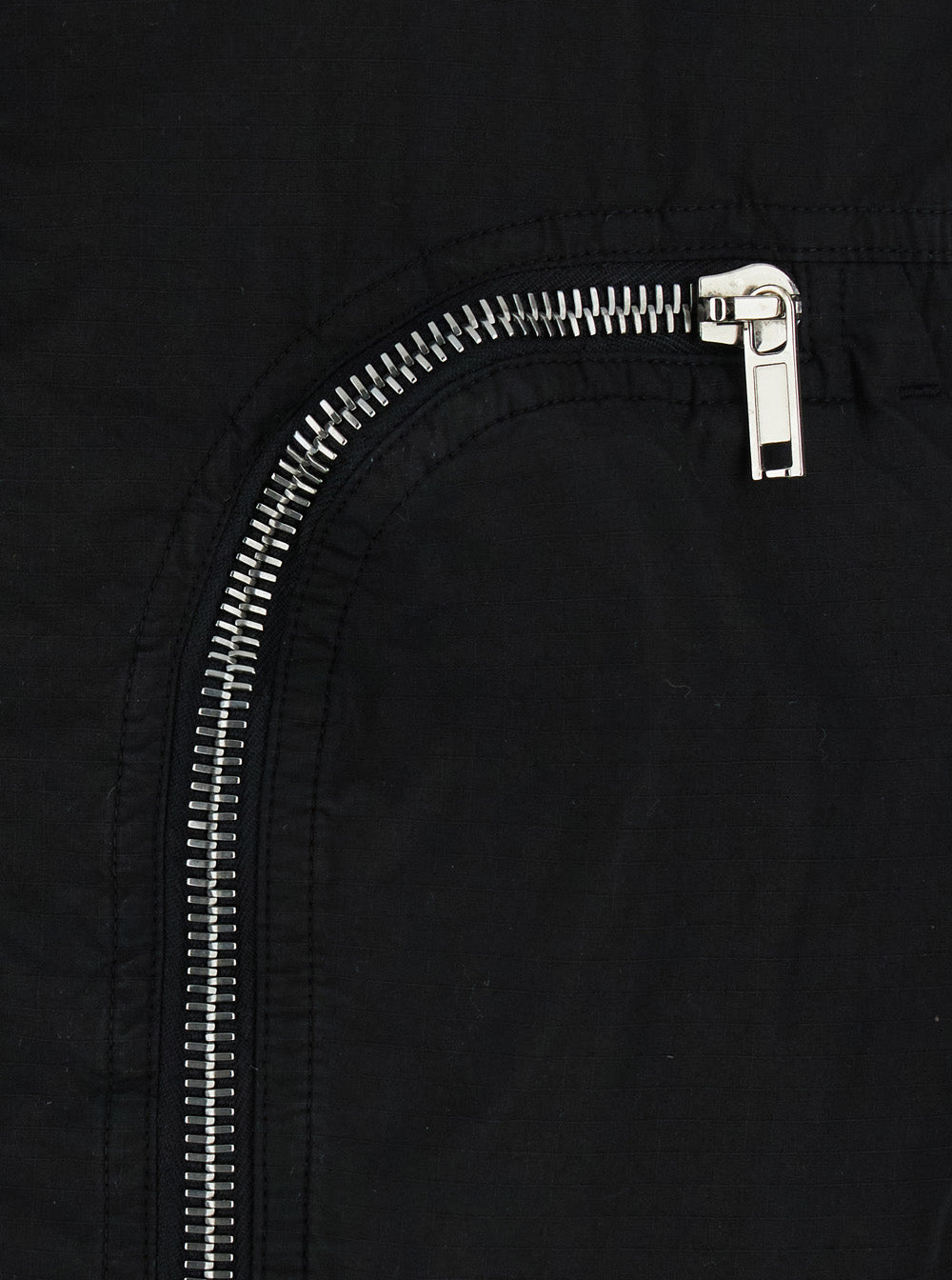 Black Bomber Jacket With Collar And Zip Pockets On The Front Cotton For Men