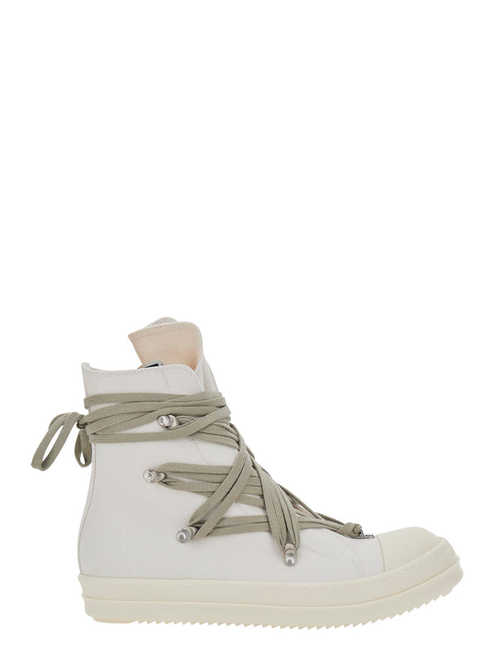 SCARPE IN DENIM MEGALACE SNEAKERS White Cotton