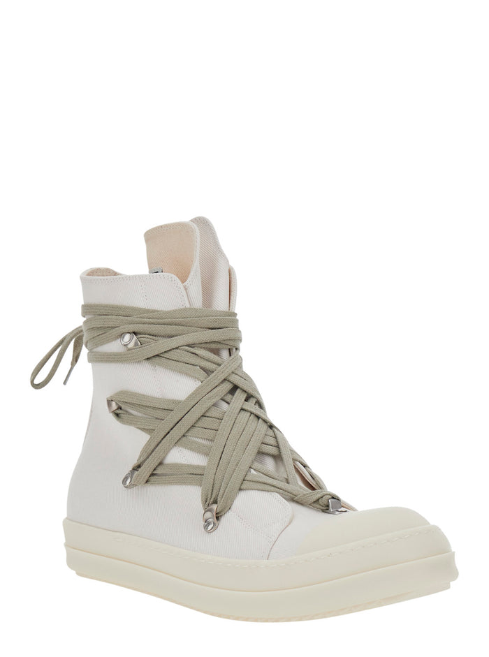 SCARPE IN DENIM MEGALACE SNEAKERS White Cotton