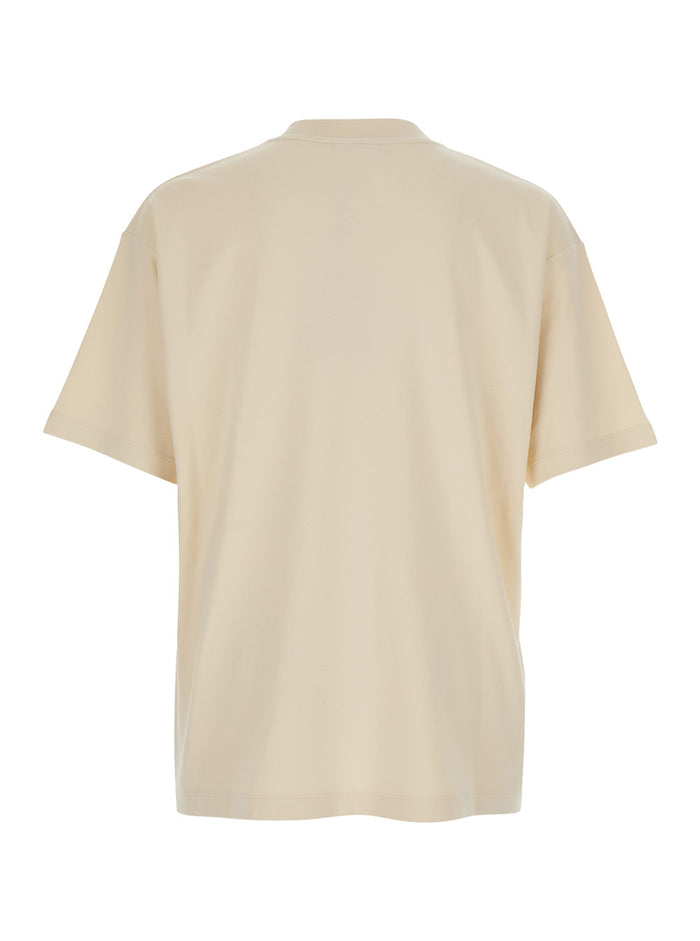 T-Shirt Le Slogan Classique Beige with Front Print for Men Cotton Tshirts And Polo Shirts