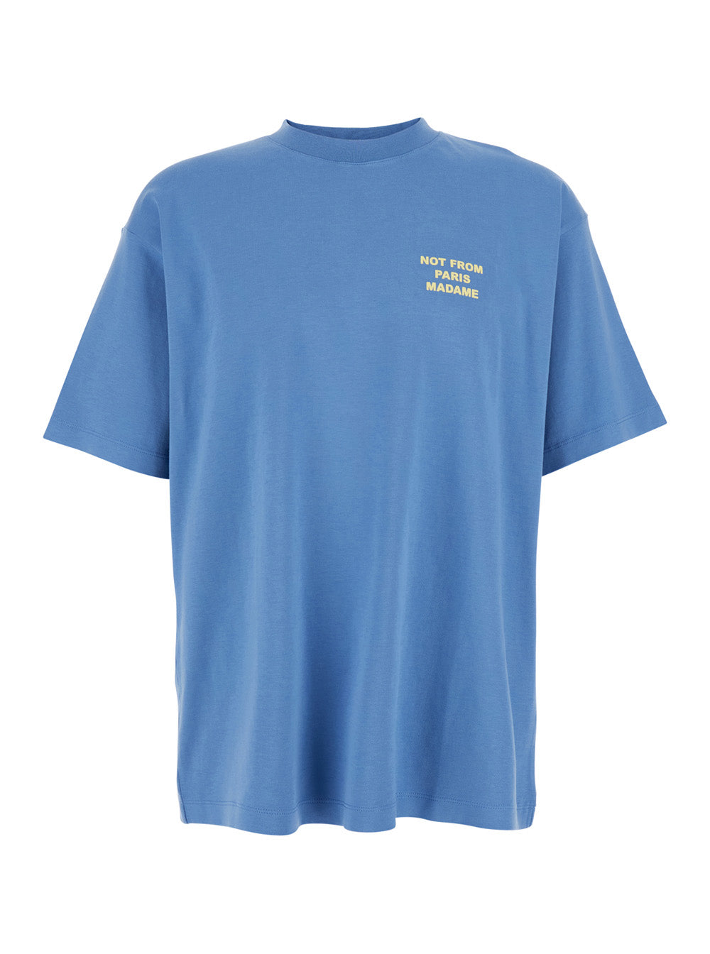 Blue T-Shirt The Slogan with Front Print in Cotton for Men Blu Tshirts And Polo Shirts