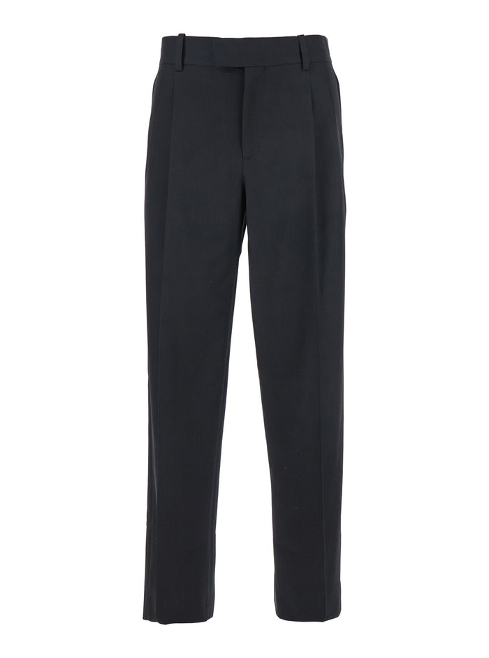 Le Pantalon Golfeur Black Pants With Hidden Closure At The Front Wool Blend For Men Virgin Polyester Trousers