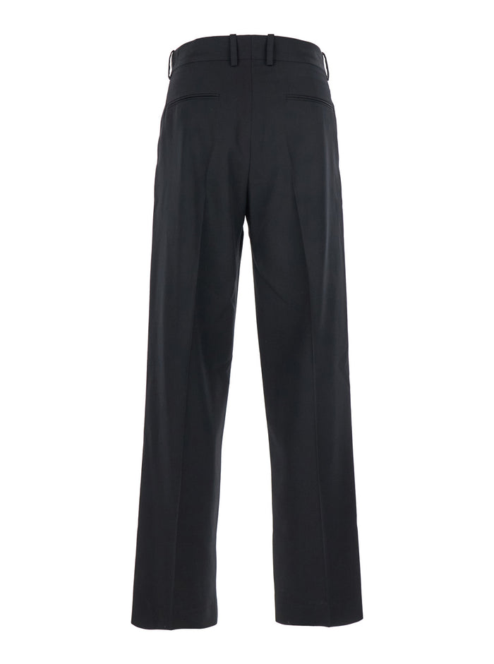 Le Pantalon Golfeur Black Pants With Hidden Closure At The Front Wool Blend For Men Virgin Polyester Trousers