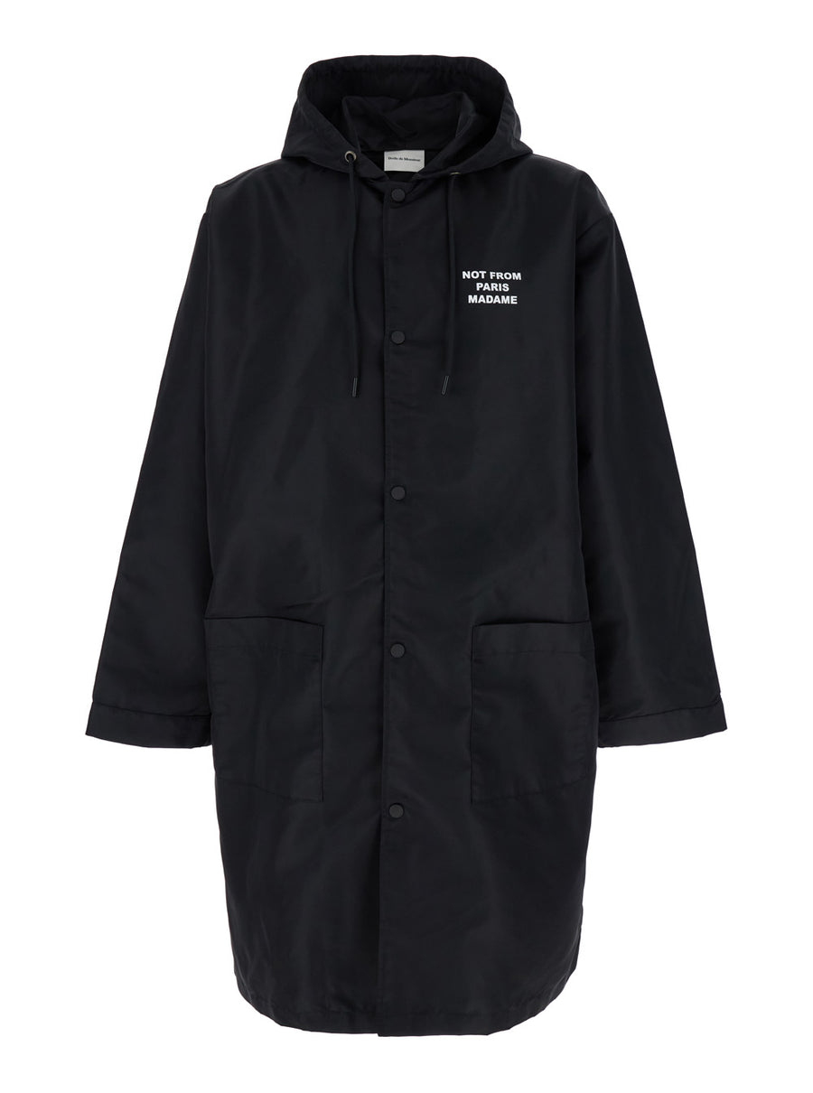 Parka Coat Black Tech Fabric Nylon