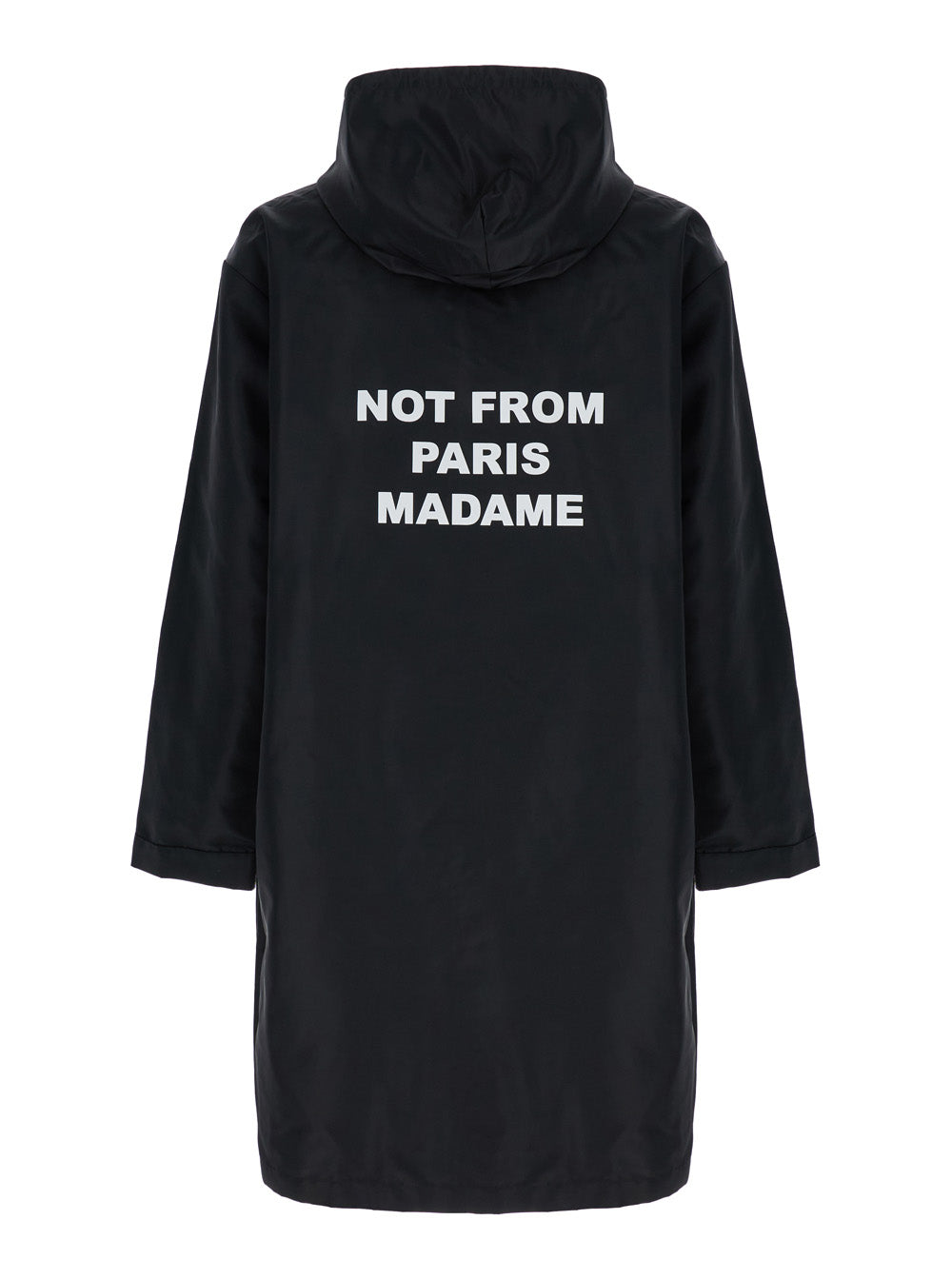 Parka Coat with Logo in Black Tech Fabric for Men Nylon Outerwear