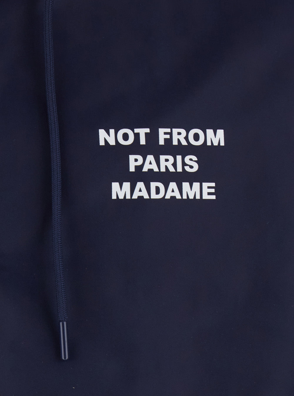Hooded Jacket with Fixed Hood and Slogan on Front Back in Blue Tech Fabric for Men Blu Nylon Outerwear