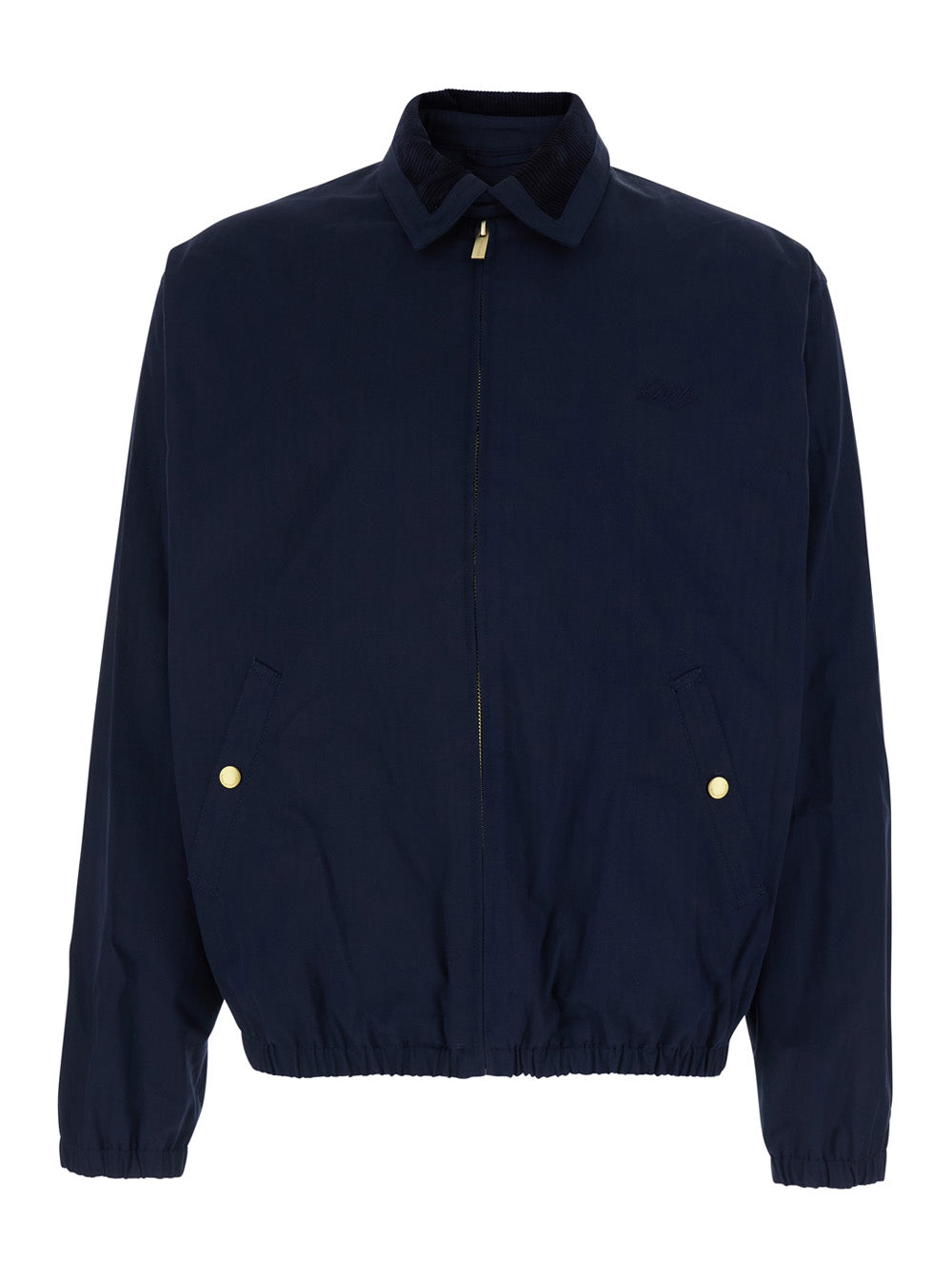 Jacket Le Blouson Drôle with Classic Ribbed Collar and Tone-on-Tone Logo Embroidery in Blue Stretch Cotton for Men Blu Elastane Outerwear