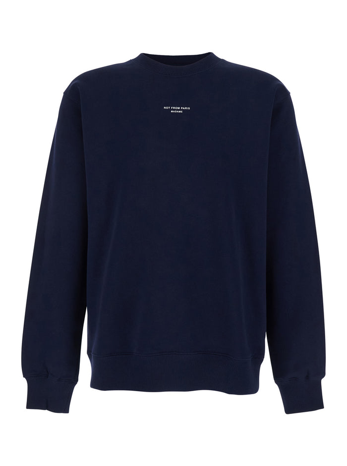 Sweatshirt Le Slogan Classique Crewneck with Dropped Shoulders and Front in Blue Cotton for Men Blu Sweatshirts