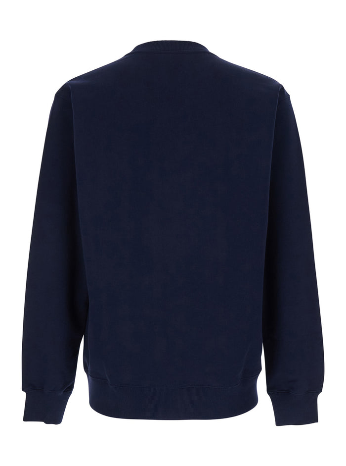 Sweatshirt Le Slogan Classique Crewneck with Dropped Shoulders and Front in Blue Cotton for Men Blu Sweatshirts
