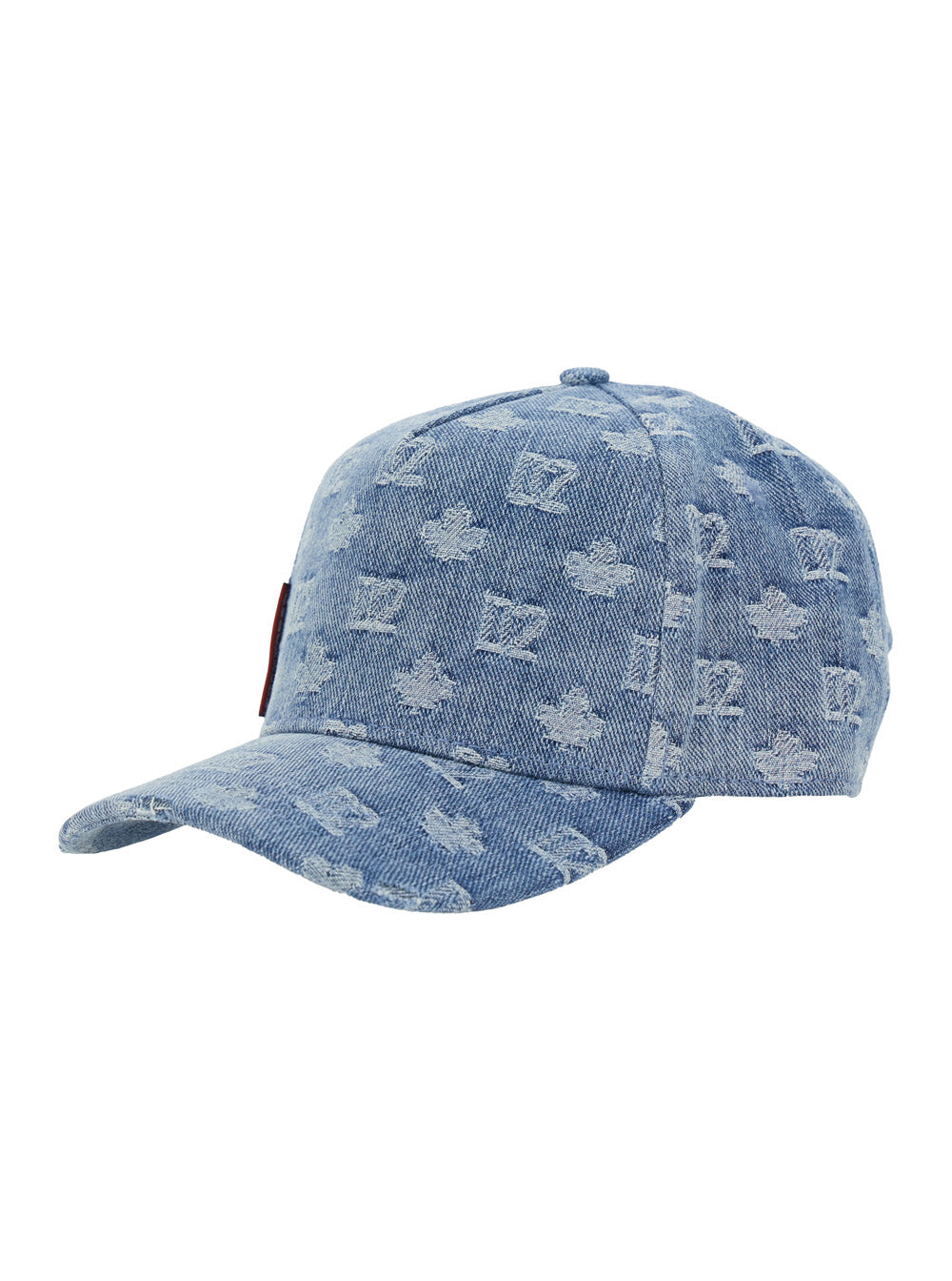 DSQUARED2 Blue Denim All-Over Logo Baseball Cap for Men Light Cotton Hats And Gloves