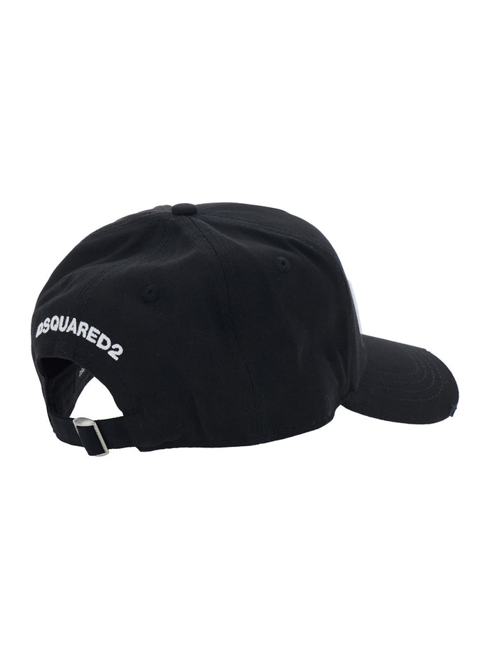 DSQUARED2 Black Cotton Baseball Cap with Front Embroidery for Men Hats And Gloves