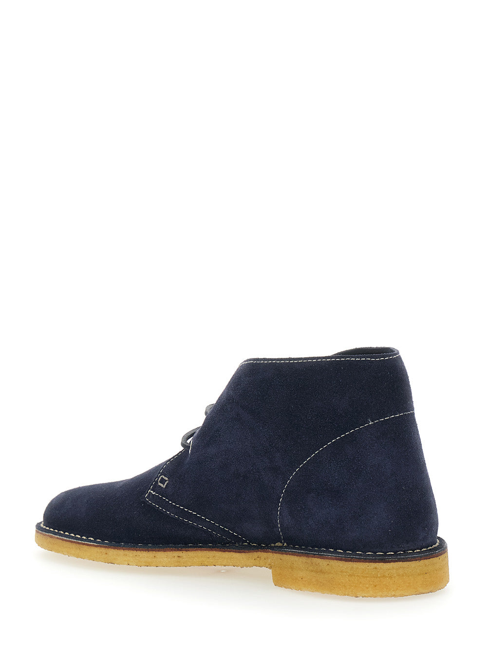 Blue Lace-Up with Logo Patch on the Side and Contrast Stitching in Suede for Men Blu Calf Lace Shoes