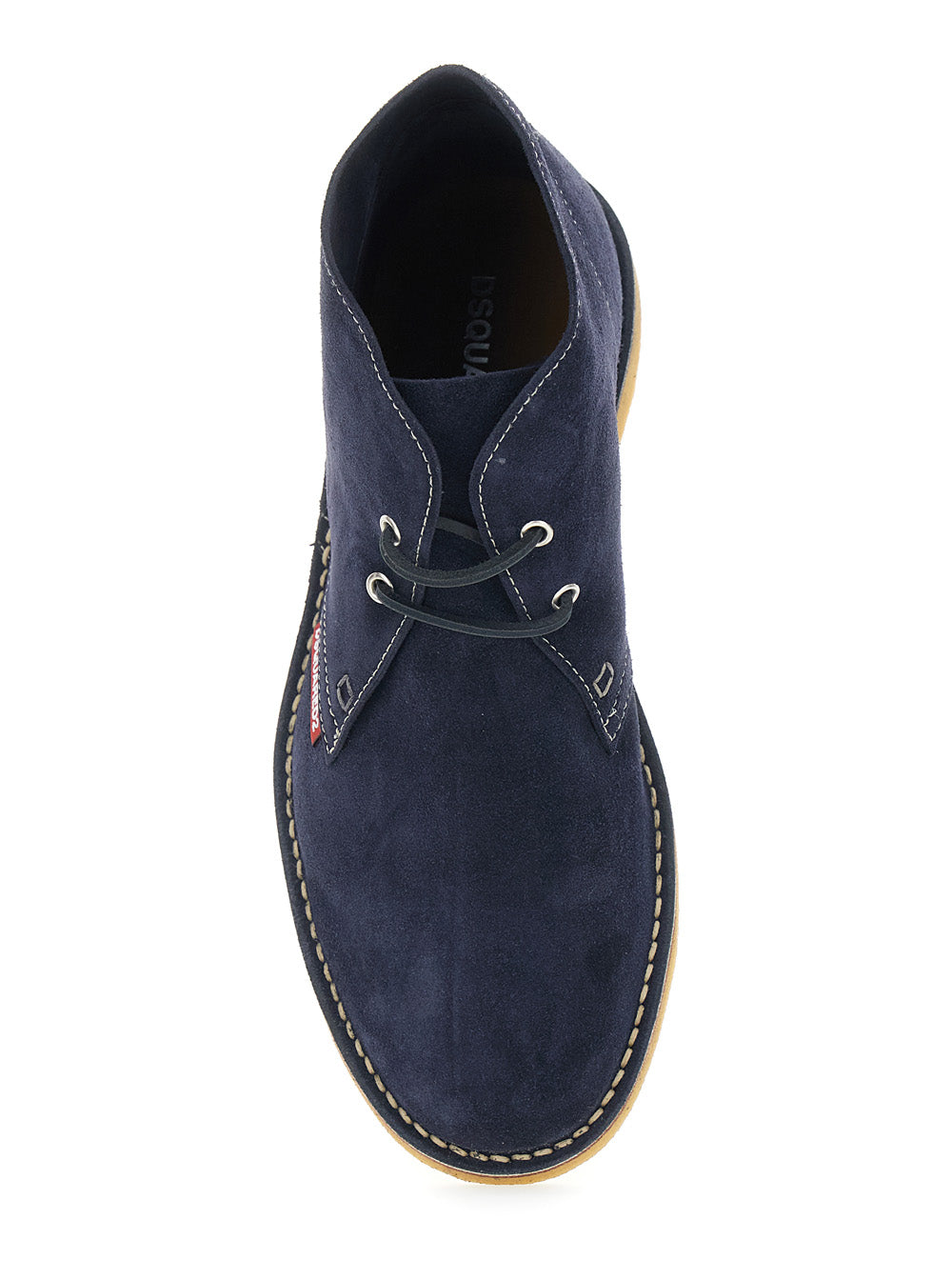 Blue Lace-Up with Logo Patch on the Side and Contrast Stitching in Suede for Men Blu Calf Lace Shoes