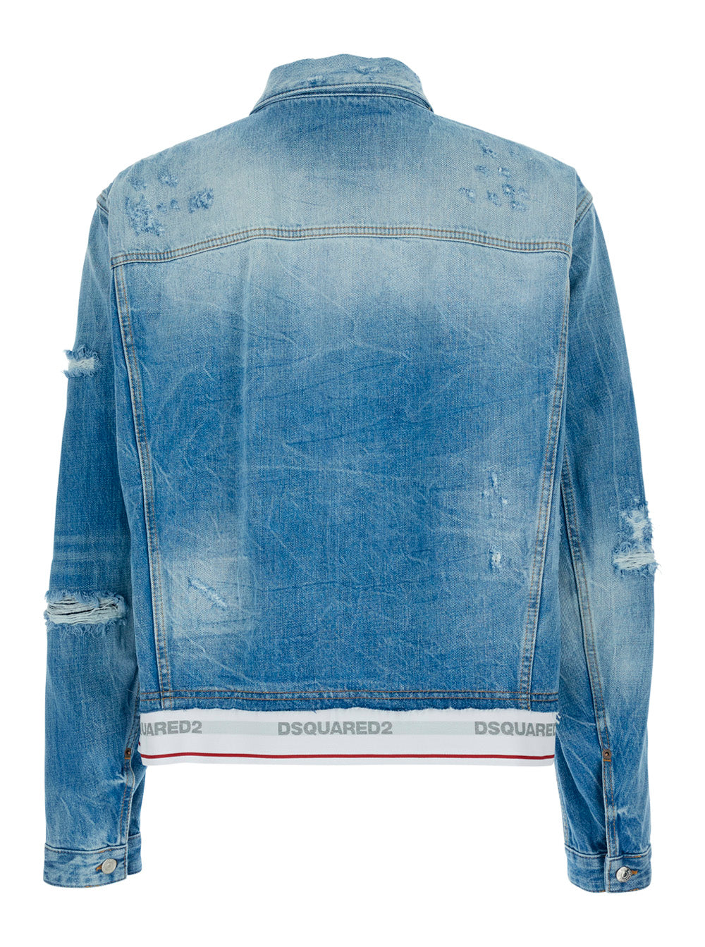 Blue Over Fit Jacket With Front Closure And Side Pockets For Women Light Cotton