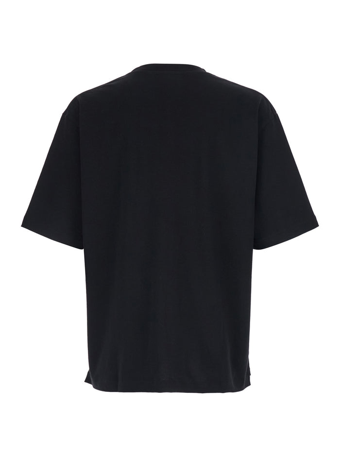 Black T-Shirt with Maxi Logo on the Front for Men Cotton Tshirts And Polo Shirts