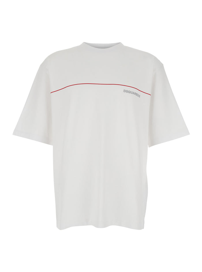 White T-Shirt with Lettering Logo on the Front for Men Cotton Tshirts And Polo Shirts