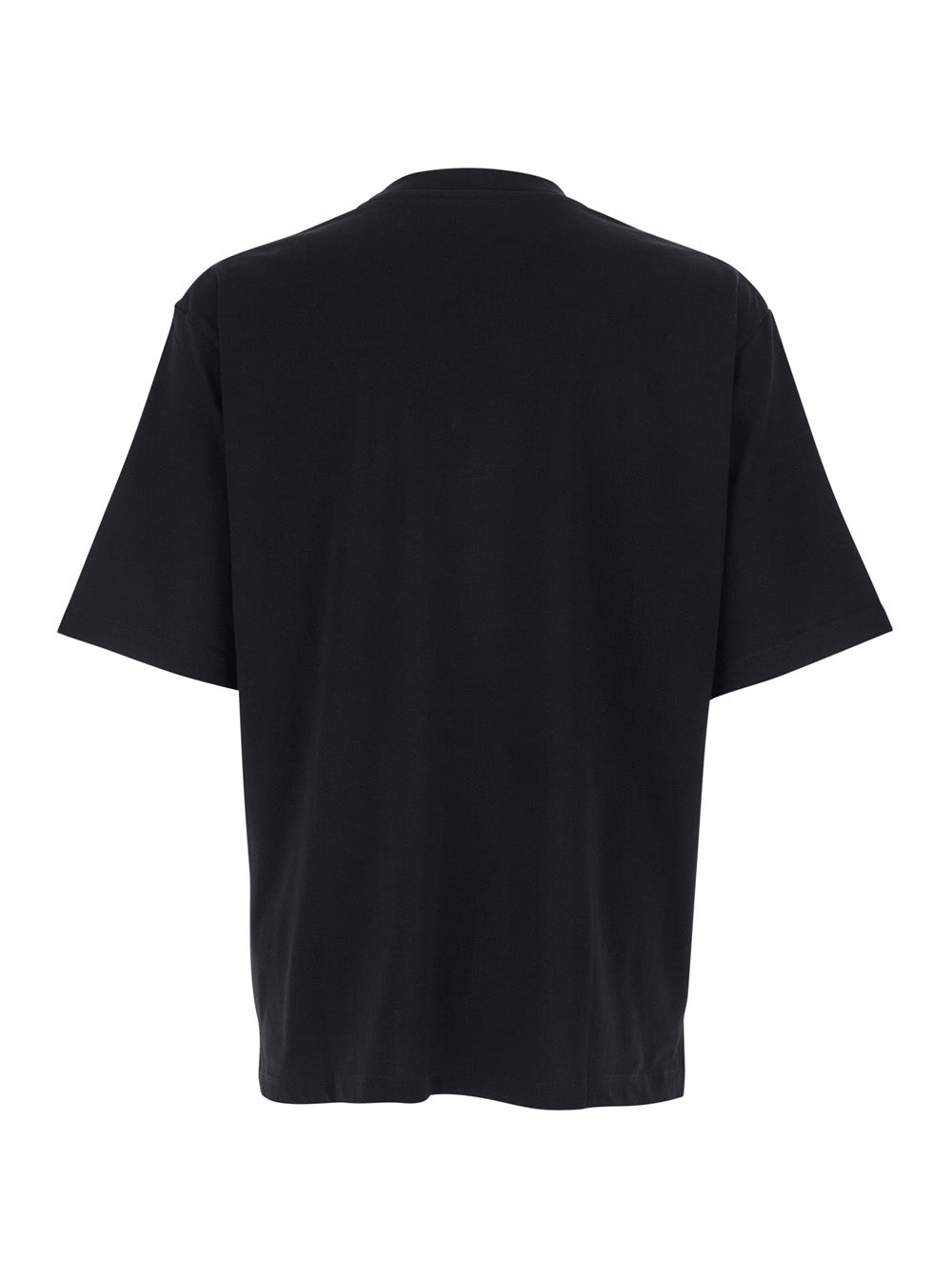 Black T-shirt with Raised Collar and Logo on Front for Men Cotton Tshirts Polo Shirts
